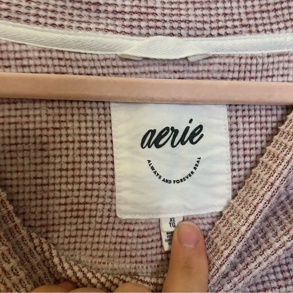 Aerie Women's Large Maroon Soft Oversized Sweatshirt Size XL Waffle Knit Fall - Picture 10 of 12